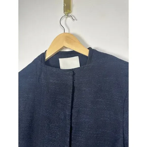 Phillip Lim Linen Blend Asymmetrical Tailored Blazer Jacket in Navy Size 4